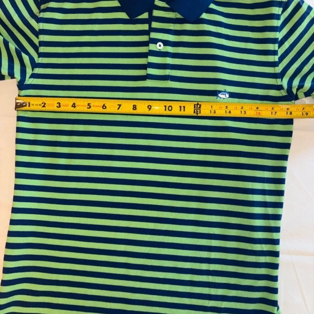 SOUTHERN TIDE BOYS GREEN BLUE STRIPE SHORT SLEEVE SKIPJACK POLO LIKE NEW  XL